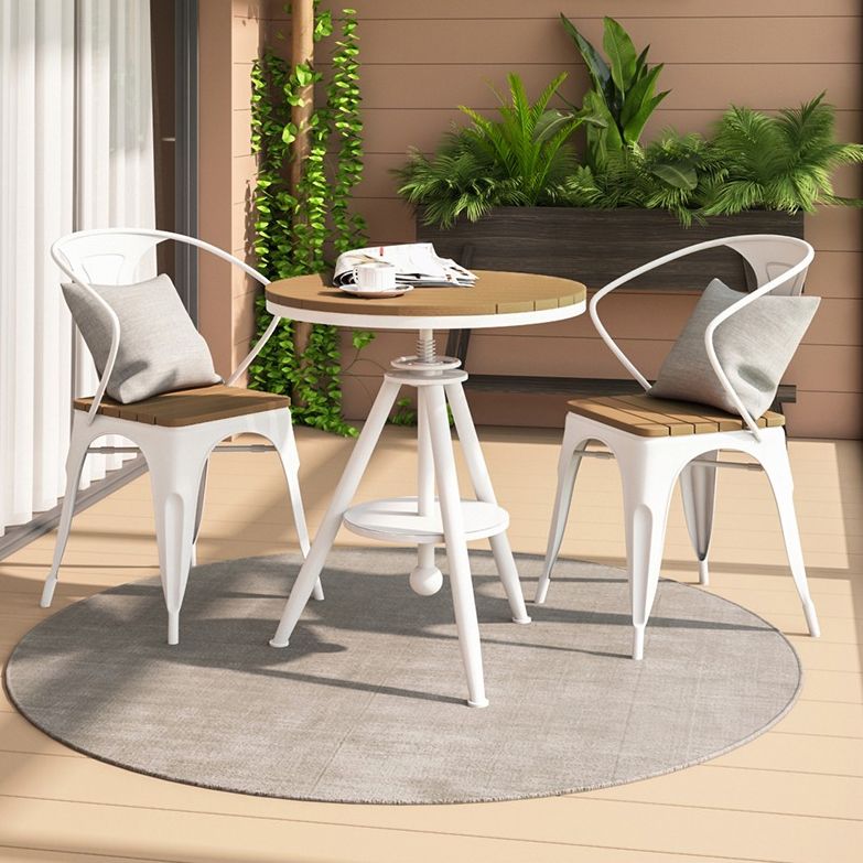 Contemporary Patio Table Lift Round Metal Brown Bistro Table