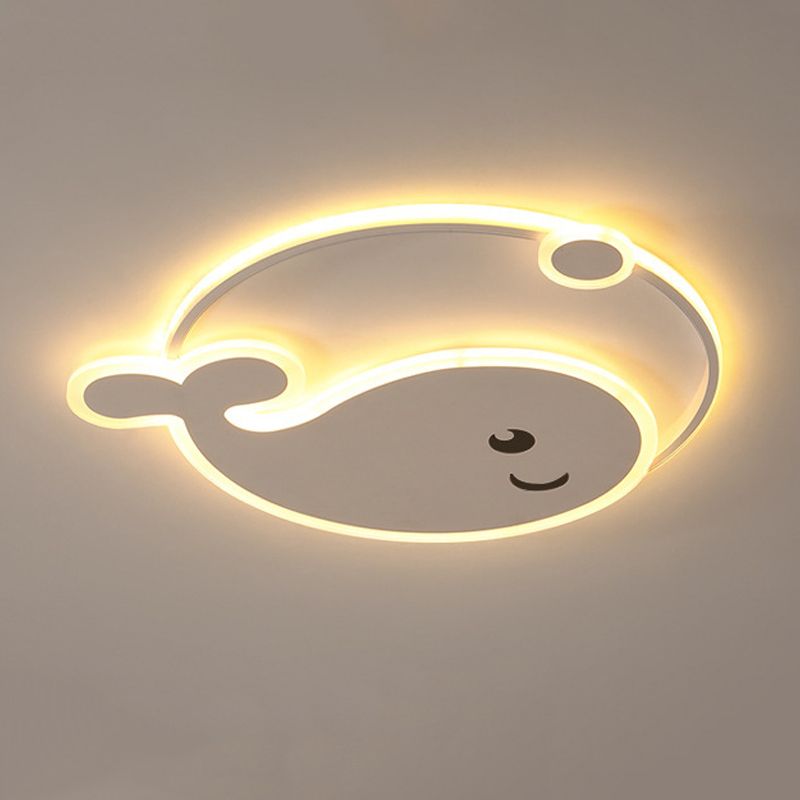 Whale Shape Flush Light Modern Style Metal 2 Light Flush Mount for Bedroom