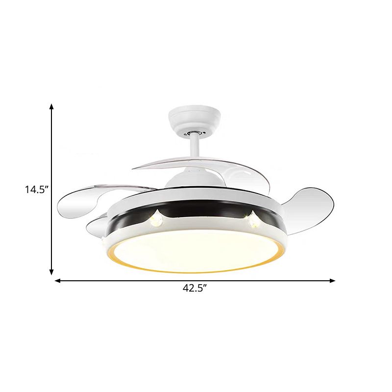 Simplicité Éventail de ventilateur de tambour acrylique LED CHAMBRE SEMI FUSH LEMPING ÉCLAIRAGE EN BLANC avec 4 lames, 42,5 "W