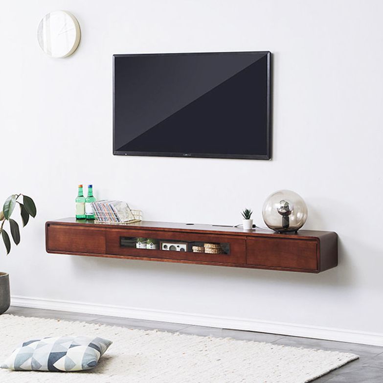 Rubberwood 9.45" D TV Stand Nordic Floating TV Stand with Storage Drawers