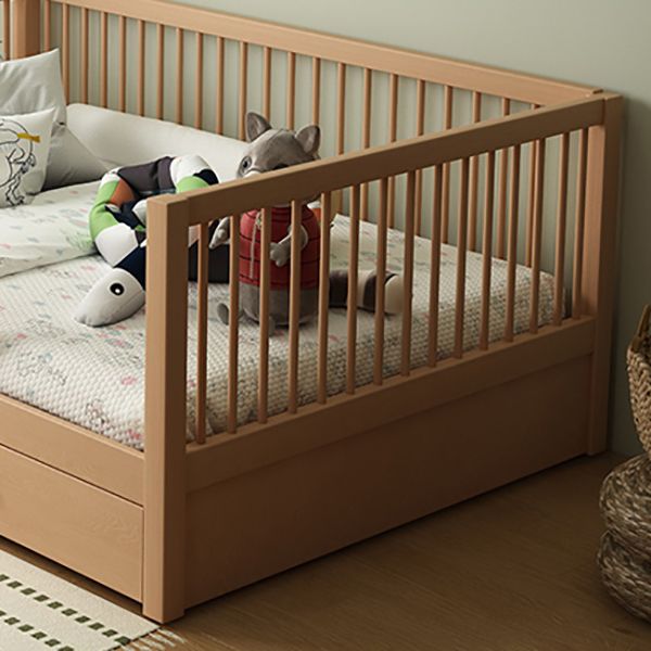 2 Drawers Solid Wood Nursery Bed Scandinavian Nursery Crib with Guardrail