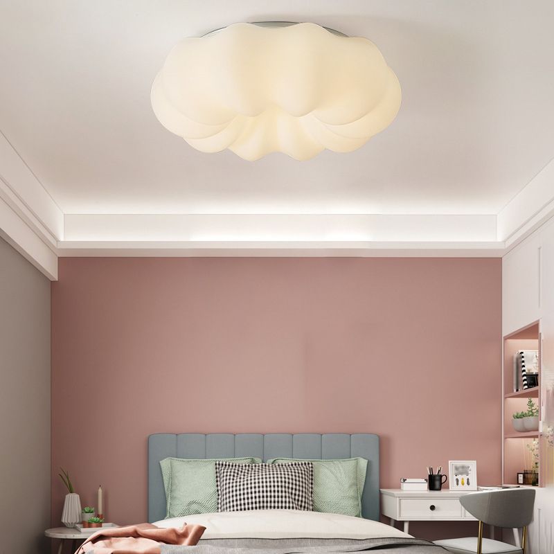 Modern LED Ceiling Light White Shaded Flush Mount Lighting for Dining Room