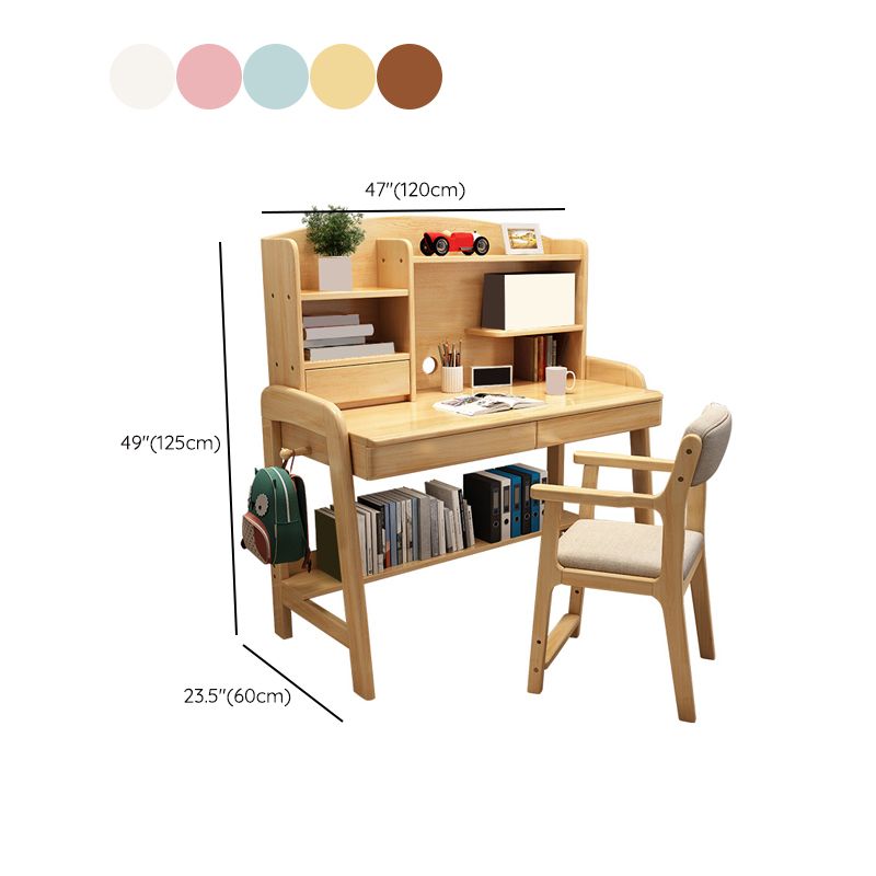 Writing Desk Adjustable Kids Desk with 2 Drawers and Shelves Kids Desk