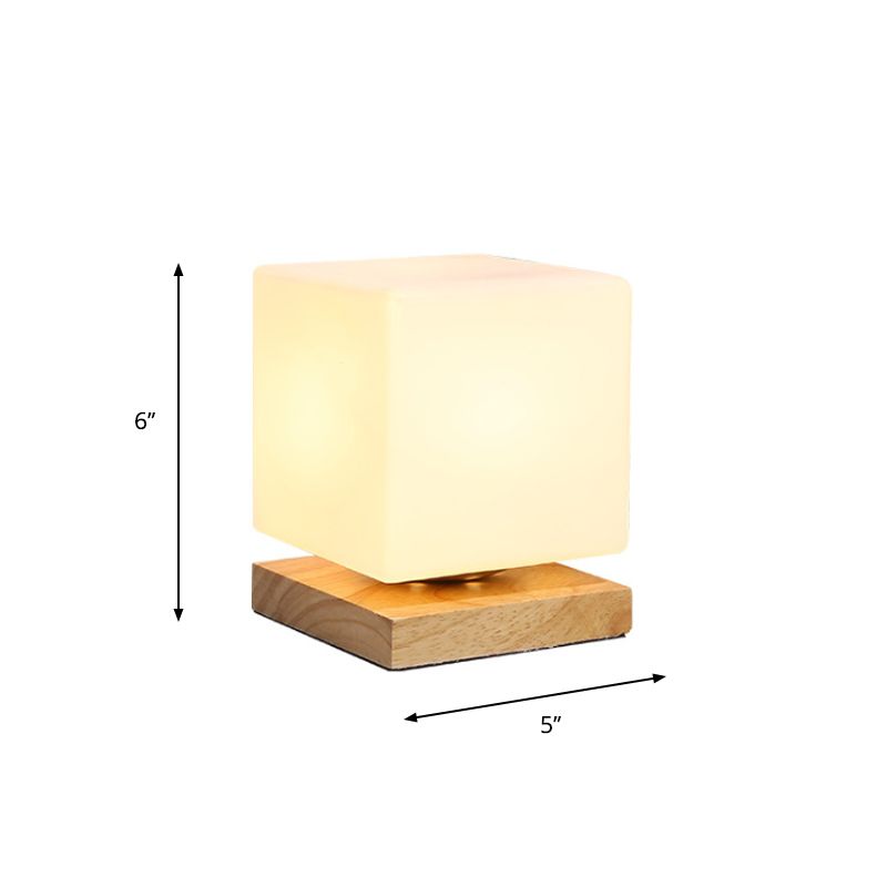 Single Bulb Globe/Cylinder/Square Shade Reading Book Light Modern Wood White Glass Task Lighting