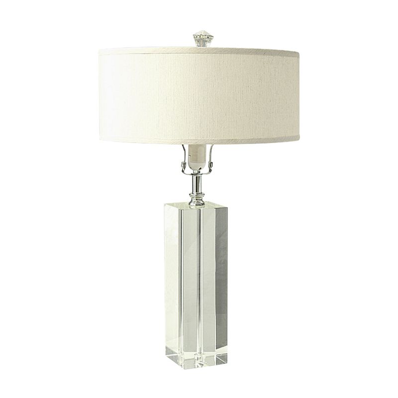 Drum Night Table Lighting Modernism K9 Crystal 1-Bulb White Nightstand Lamp for Bedroom