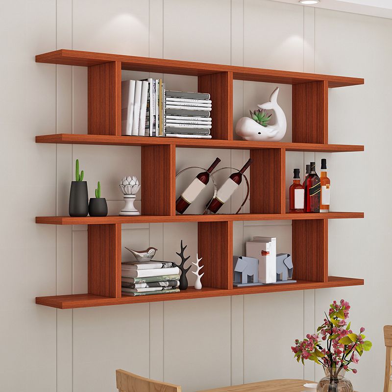 Wall Unit Open Bookcase Modern Engineered Wood Shelf Bookcase for Home