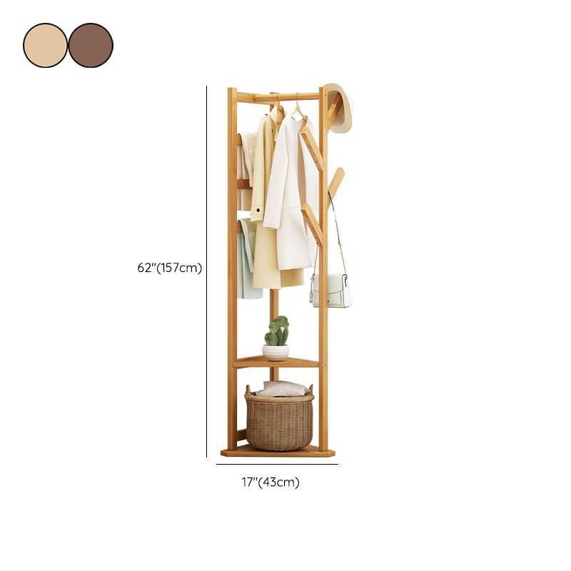 Modern Wood Entry Hall Tree Free Standing Coat Rack with 4 Hooks