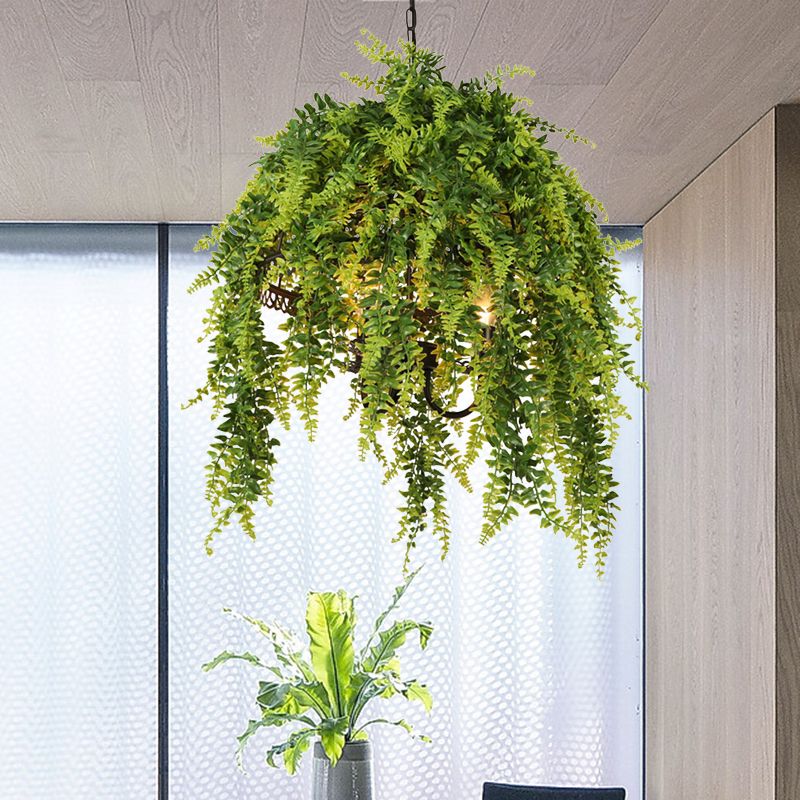 3 Glühbirnen Metall Kronleuchter Beleuchtung Retro Green Plant Restaurant LED Hanging Deckenleuchte