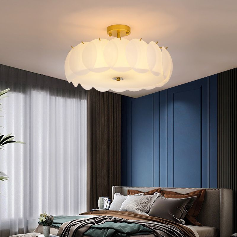 Nordic Ceiling Light White Glass Shade Flush Mount Light Fixture for Bedroom