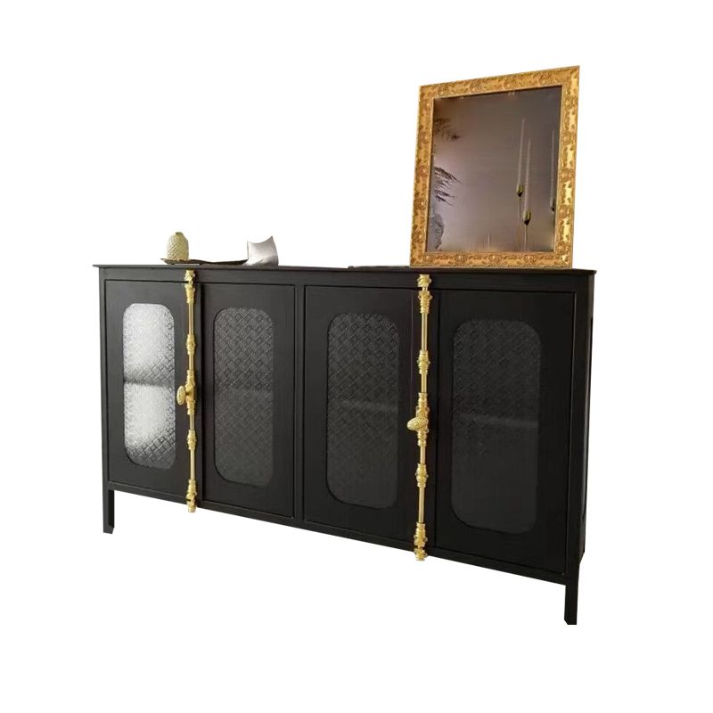 Contemporary Metal Curio Cabinet Glass Hutch Cabinet with Doors