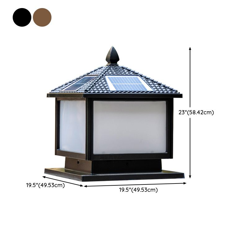 Modern Pillar Lamp Minimalist Solar Lamp with Acrylic Shade for Backyard