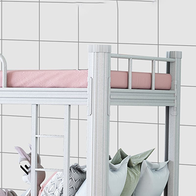 Contemporary Metal Standard Bunk Bed Headboard Built-In Ladder Bed