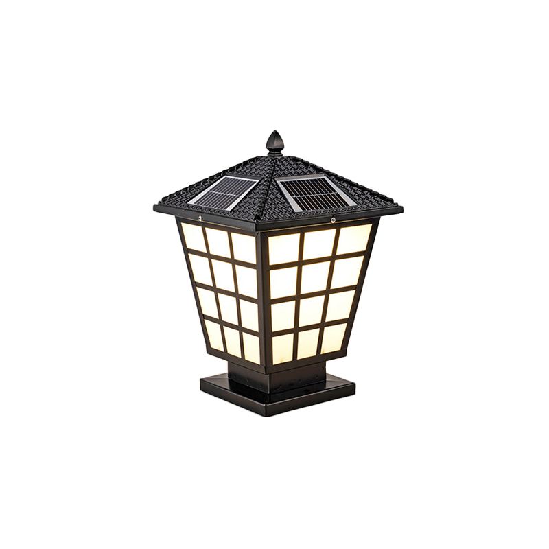 Frosted Acrylic Tapered LED Landscape Lamp Classic Courtyard Solar Pier Mount Light