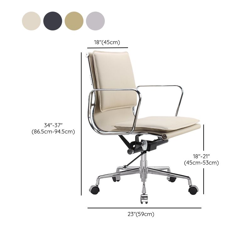 Modern Fixed Arms Chair Leather No Distressing Ergonomic Desk Chair