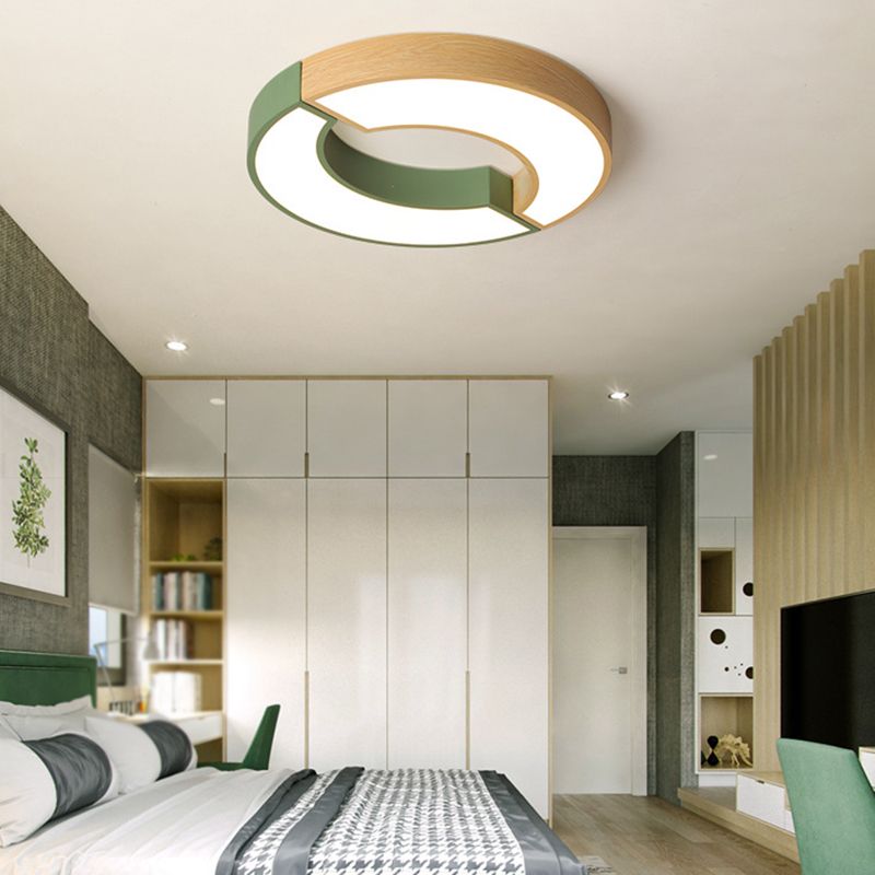 2 Light Circle Ceiling Light Modern Macaron Style Metal Ceiling Lighting for Bedroom