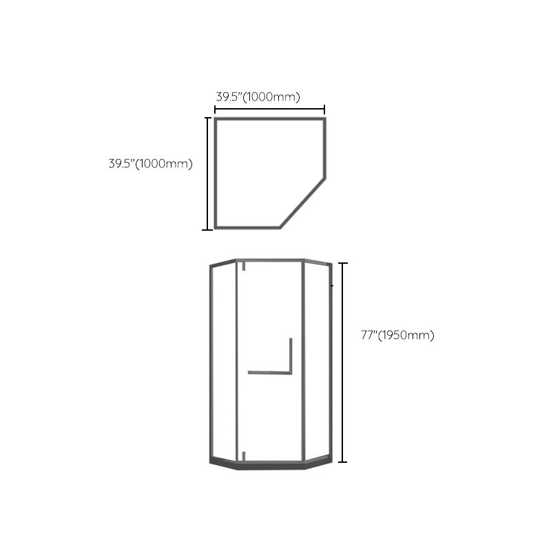 Contemporary Black Shower Enclosure Neo-Angle Semi-Frameless Clear Shower Enclosure