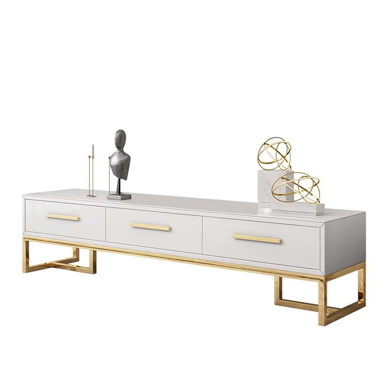 Glam TV Media Console Glass Media Console TV Stand with 3 Drawers