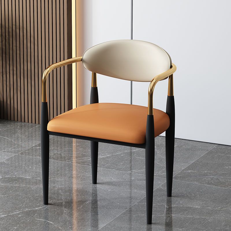 Contemporary Style Chairs Kitchen Arm Side Chair with Metal Legs