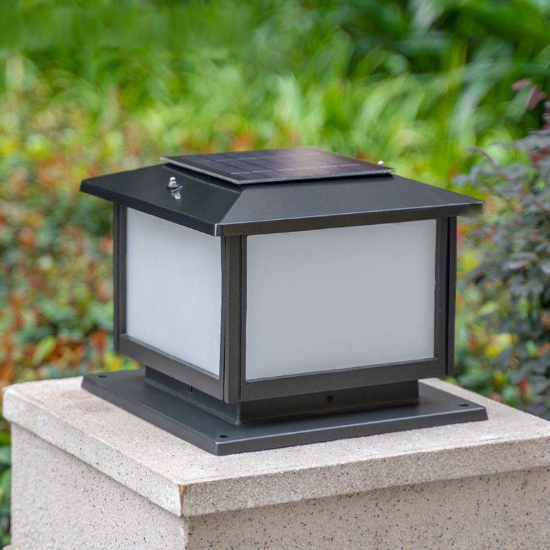 Modern Simple Plastic Pillar Lamp Cube Shape Waterproof Pillar Light for Outdoor