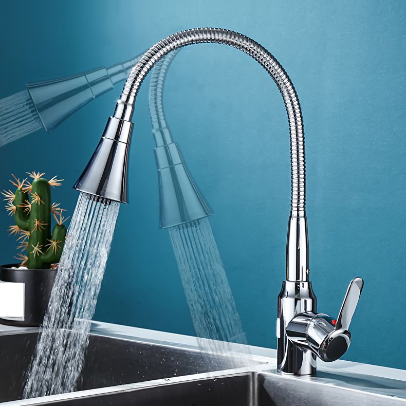 Contemporary Standard Kitchen Faucet Metal Kitchen Faucet with One Handle