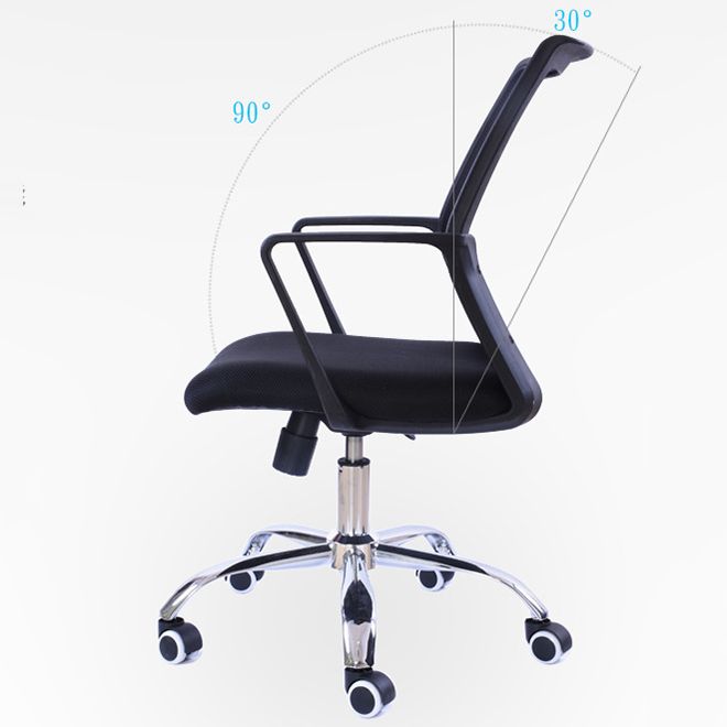 Contemporary Arm Chair Fixed Arms Mid-back Mesh Black Office Chair