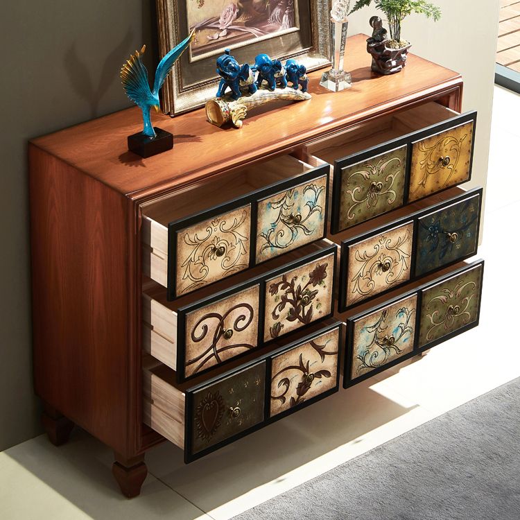 Rustic Chest Wood Top and Legs Chest Drawers with Drawers for Bedroom