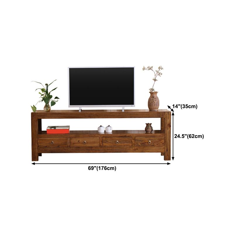 Contemporary Style TV Stand Elm Wood TV Cabinet with Drawers