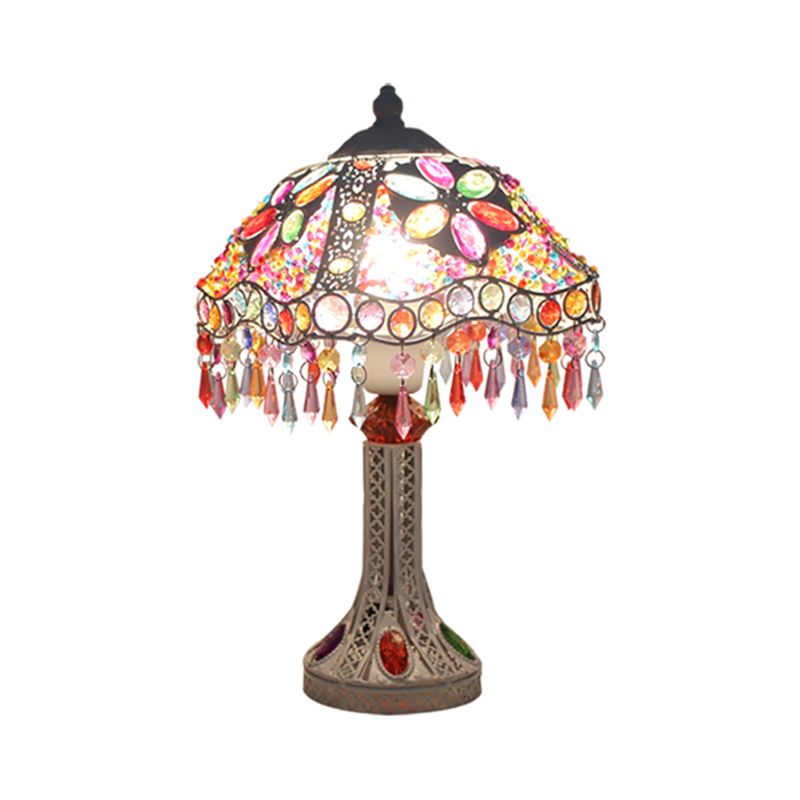 Bohemian Scalloped Table Lighting 1 Bulb Metal Nightstand Light in White/Red/Yellow for Living Room