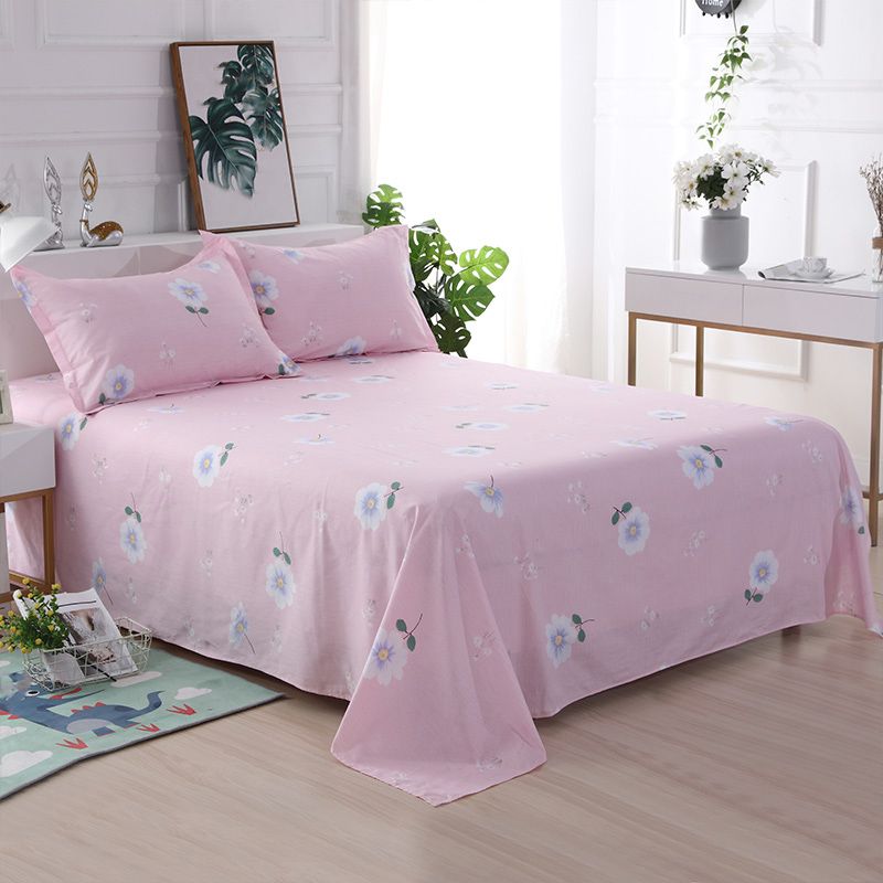 Bed Sheet Set Cotton Patterned Fade Resistant Breathable Soft Bed Sheet