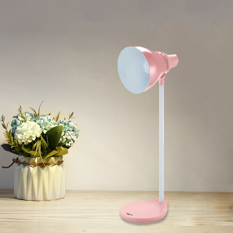 Horn Shade Bendable Lire lampe Macaron fer 1 tête Pink / Green Desk Light avec interrupteur incorporé