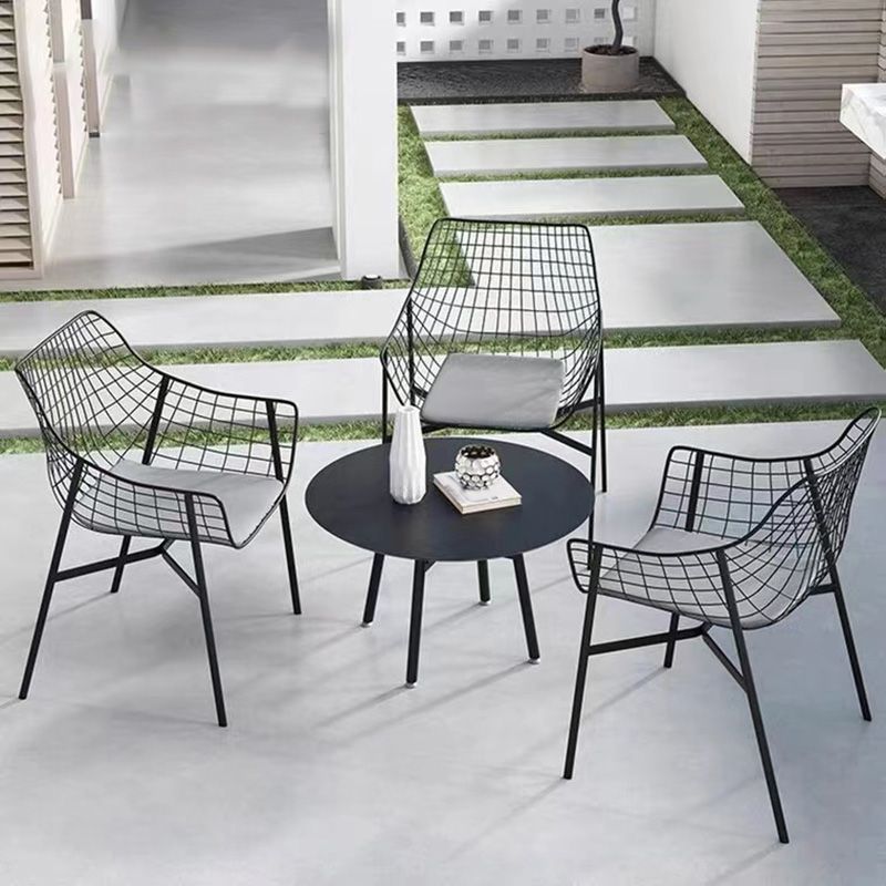 Iron Dining Side Chair with Water Repellent Finish Cushion Modern Dining Side Chair