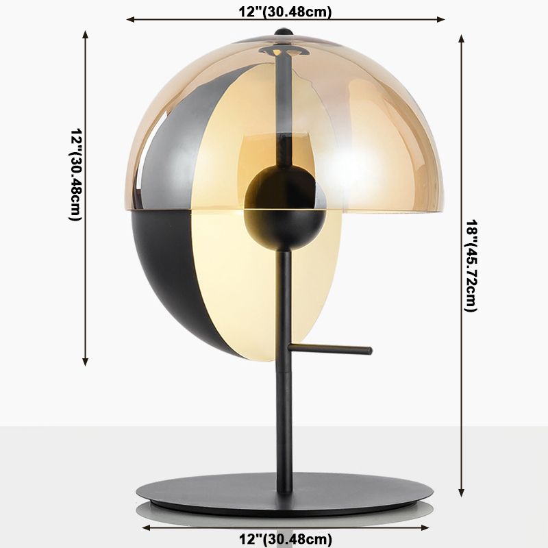 Modern Artistic Hemispheric Table Lamp Lacquered Iron Desk Lamp with Glass Shade