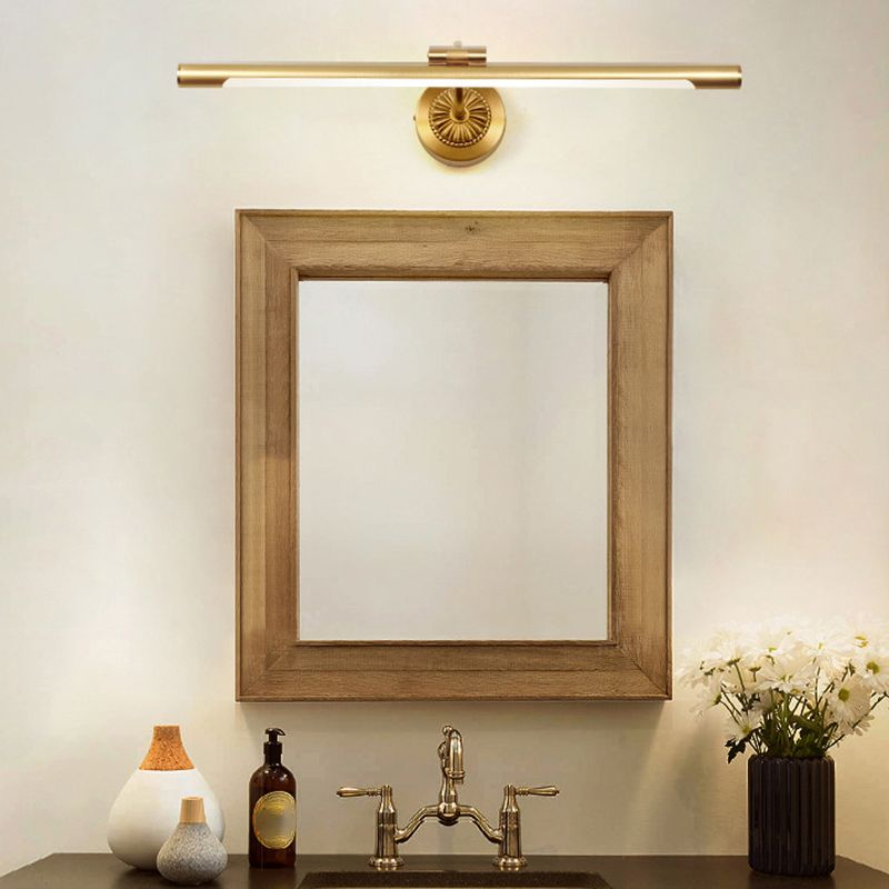 Mid Century Modern Wall Sconces Tube Brass LED Vanity Lighting for Bathroom