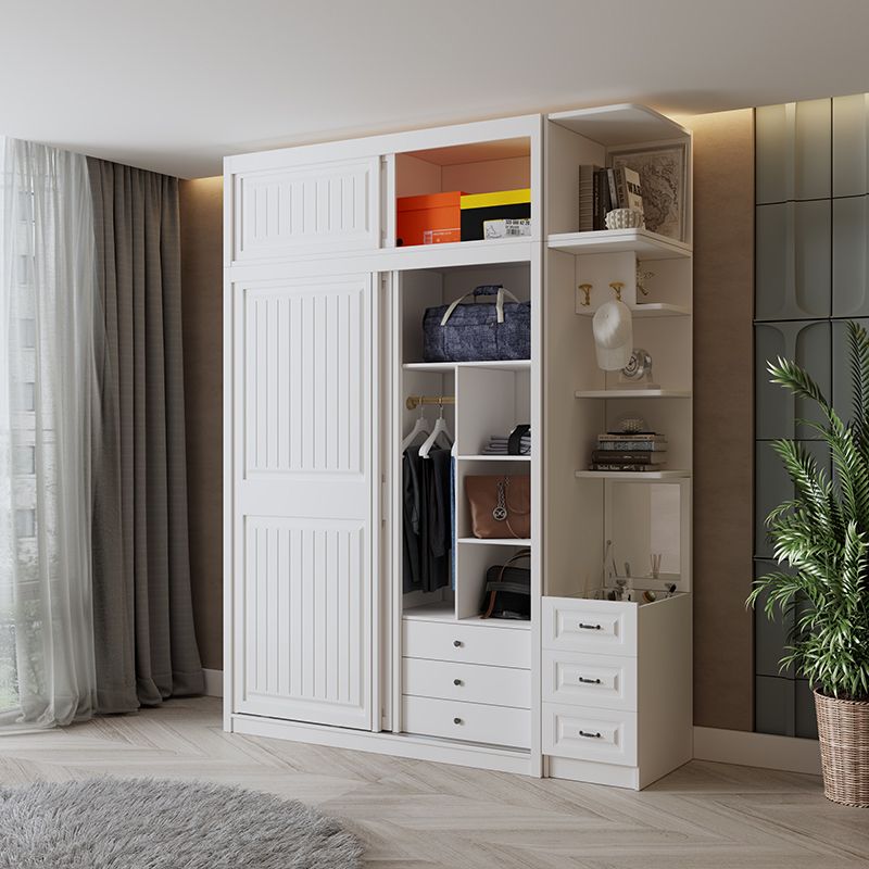 Contemporary Wardrobe Armoire with Garment Rod Wood Wardrobe Closet