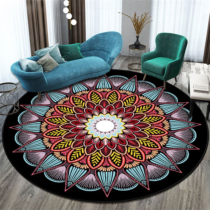 Morocco Floral Pattern Area Carpet Polyester Area Rug Stain Resistant Rug for Home Decor