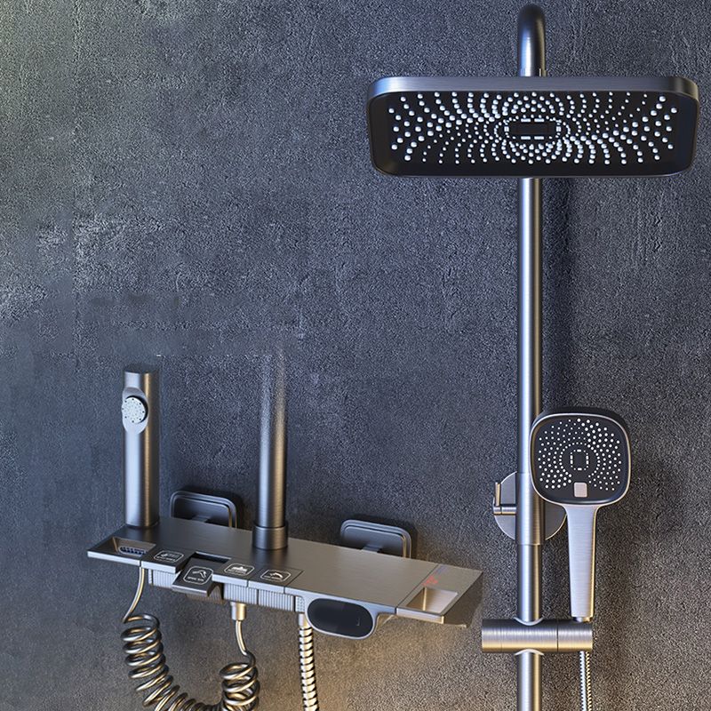 Grey Shower System Swivel Adjustable Spray Pattern Wall-Mounted Shower System