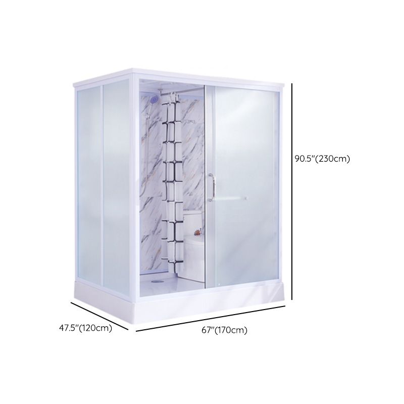 Single Sliding Frosted Glass  Shower Enclosure Framed Shower Enclosure in White