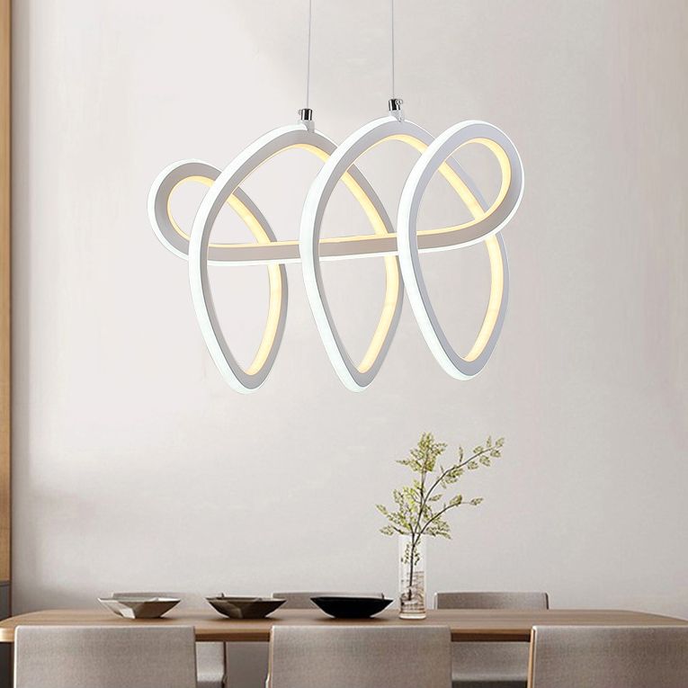 1 Light LED Dining Room Ceiling Pendant Acrylic Minimalist Chandelier in Warm/White Light