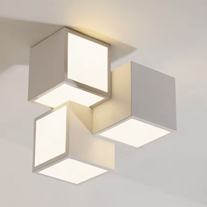 Square Shape Flush Mount Modern Style Acrylic 1 Light Flush Light in White/Black