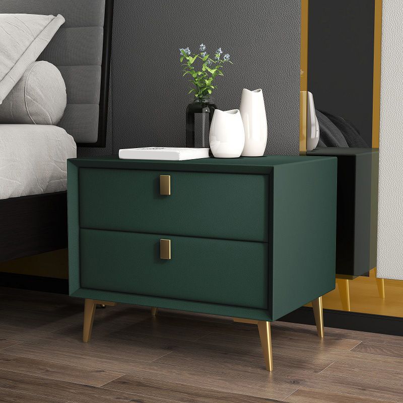 18.5" Tall 2-drawer Night Table Solid Wood Bedside Cabinet with Legs