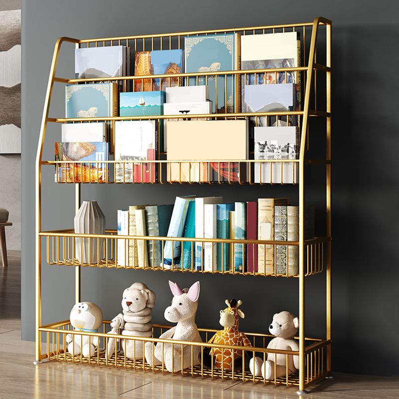 Contemporary Open Back Metal Bookshelf Freestanding Book Organizer