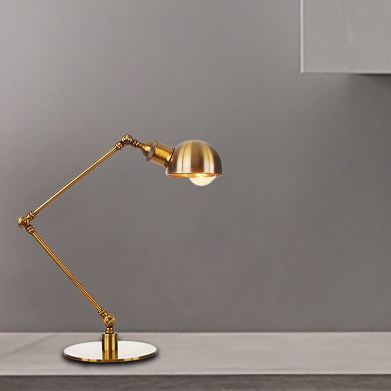 Golden Bowl Shade Table Lamp Industrial Stylish 4"/8.5" W 1 Light Metal Table Lighting with Adjustable Arm