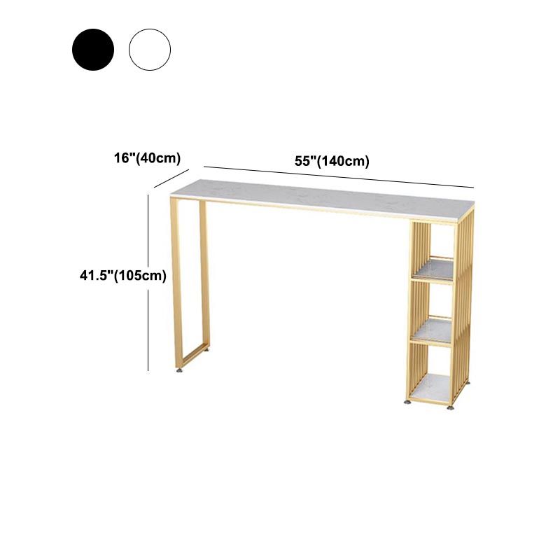 Stone Top Glam Cocktail Bar Table 42-inch Height Gold Base Pub Table