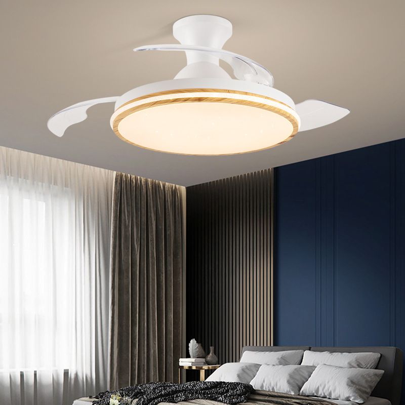 Matte White LED Fan Light Fixture Modern Ceiling Fan with 3 Blades