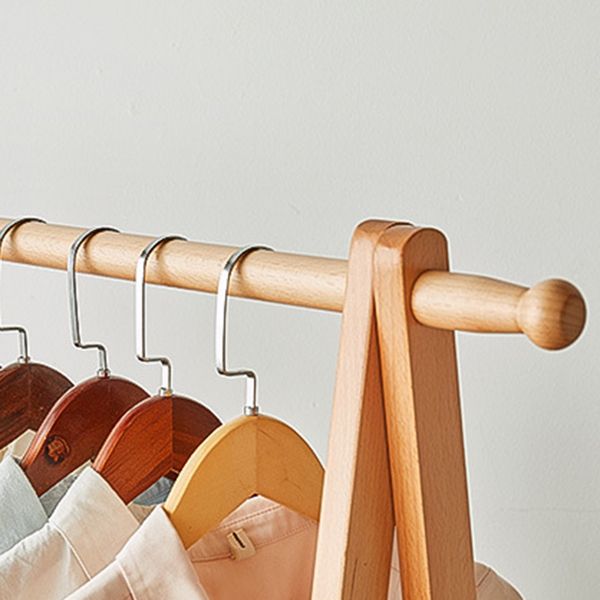 Modern Free Standing 4 Coat Hooks Wood Coat Rack with Storage Shelves