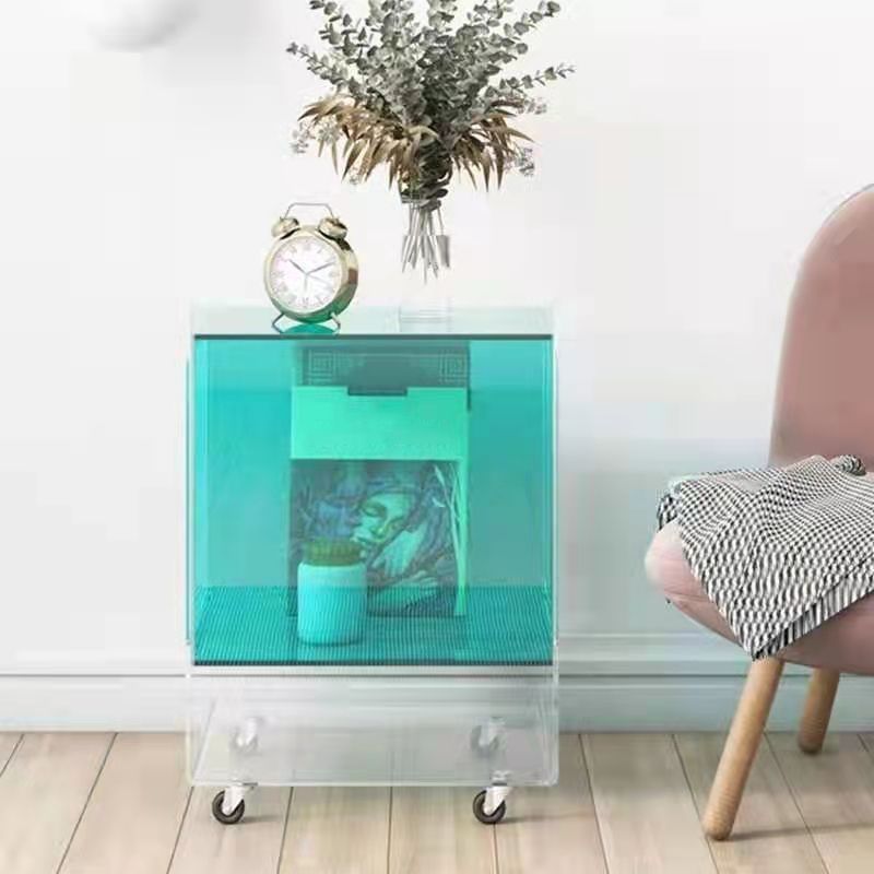 21.65"/23.62" Tall 1 - Shelf Nightstand Acrylic with Casters Night Stand