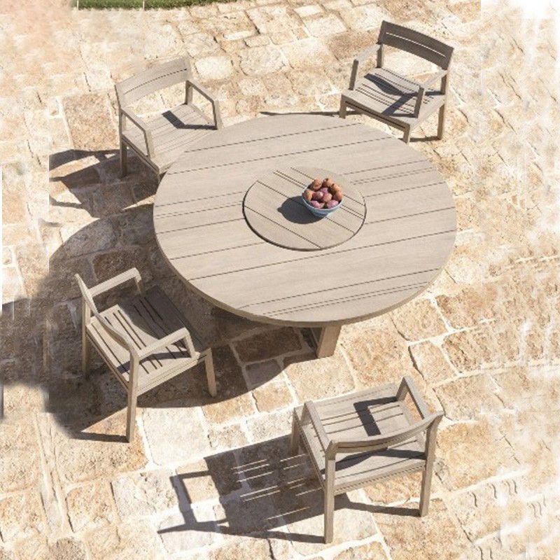 Solid Wood Dining Armchair Contemporary Outdoors Dining Chair with Arm