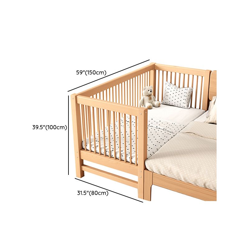 Solid Wood Nursery Bed 39.4" High Natural Convertible Baby Crib