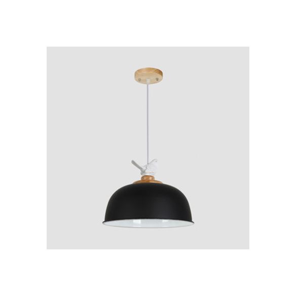 Nordic Hemispherical Hanging Pendant Light 1 Light Aluminum Suspension Light with Bird for Balcony