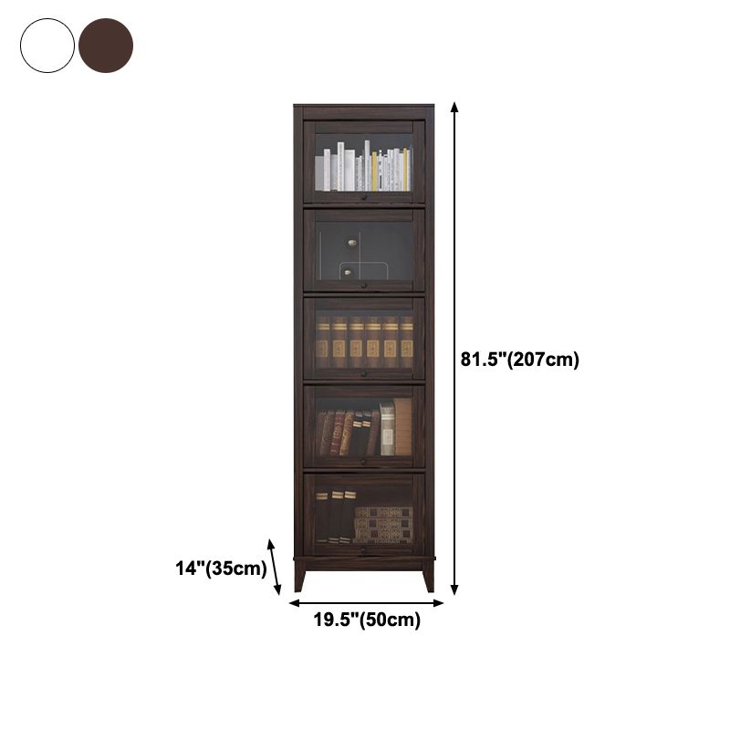 Modern Vertical Standard Bookshelf Manufactured Wood Bookcase with Glass Doors